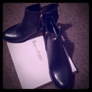 Brand new with box, black leather booties